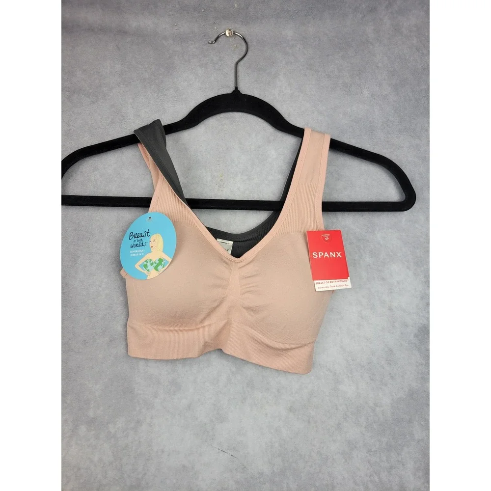 SPANX Breast of Both Worlds Reversible Tank Comfort Bra Nude‎ Grey XS NEW